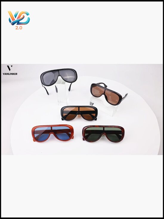 Oversized Square Sunglasses Trendy One-Piece Polarized Lens Retro Futuristic main image 7